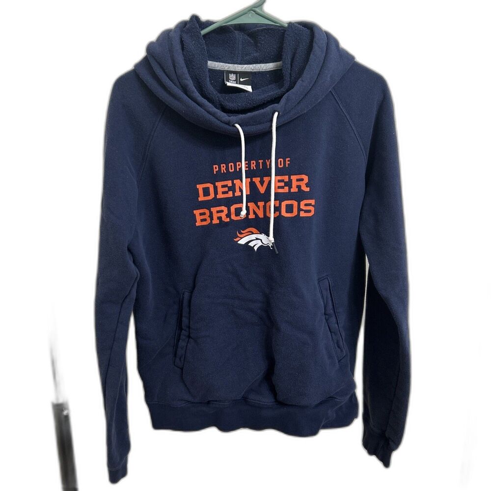 🔥Nike Denver Broncos NFL Hoodie Blue Men's Size Large - Extra Long Hood
